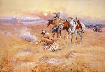 ブラックフィート・バーニング・クロウ バッファロー山脈 アメリカ西部 チャールズ・マリオン・ラッセル Oil Paintings